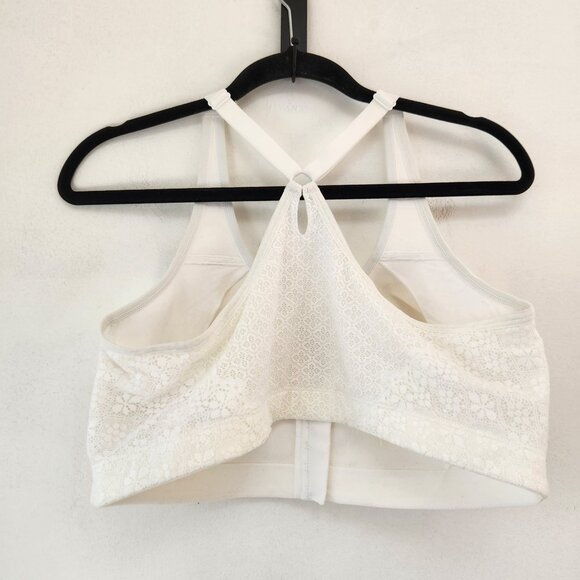 Cacique Unlined Full Coverage No-Wire Bra White Eyelet Front Closure Size 42D - Picture 2 of 7